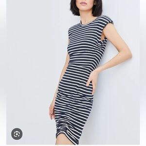 New Veronica Beard Jeans Brompton Striped Dress Navy/White XS